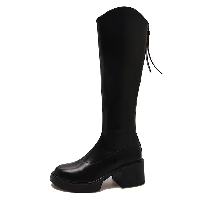 

Женские высокие сапоги больших размеров выше колена, модные, на плоской подошве, для осени и весны, из материала ЭВА