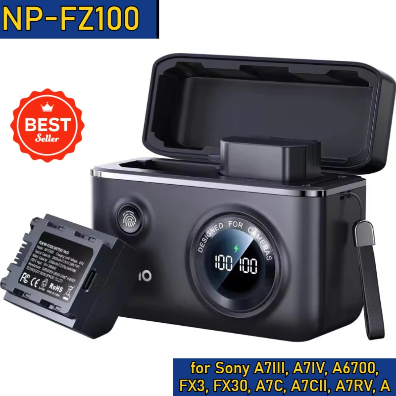 

NP-FZ100 Battery with USB-C and PD 18W Battery Charger for Sony A7III, A7IV, A6700, FX3, FX30, A7C, A7CII, A7RV, A