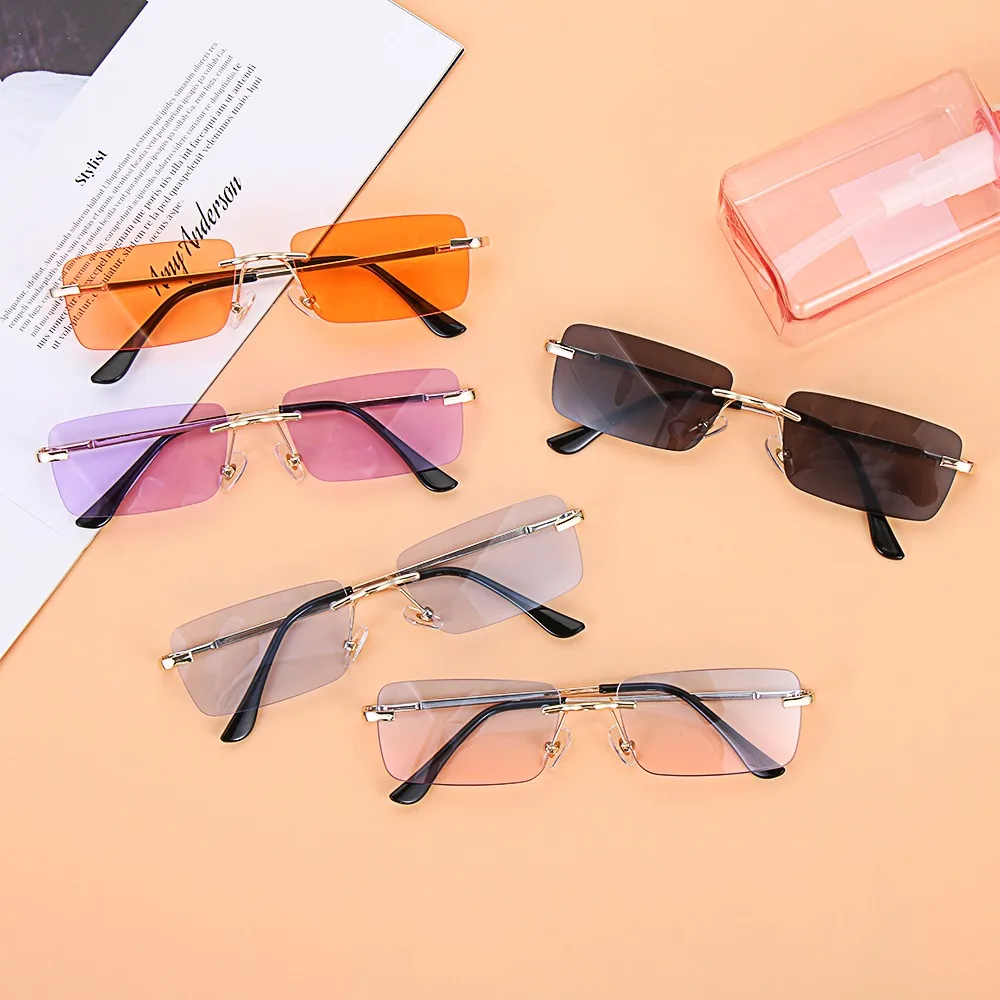2026 Korean Fashion Narrow Rectangular Metal Sunglasses Retro Hip-hop Women Men Sun Glasses UV Protection Shades Sunglasses