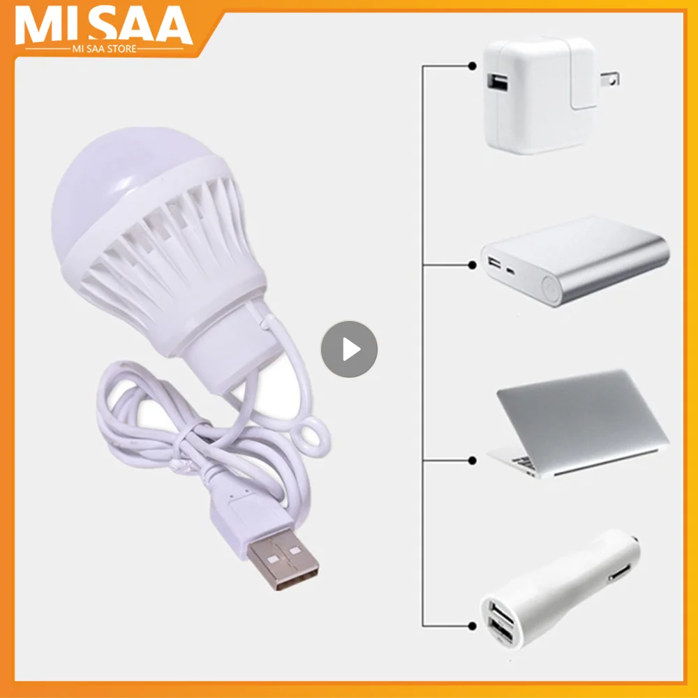 USB LED Light Bulb Portable Camping Light Mini Power Book Light Read Study Table Lamp Office Outdoor Fishing Emergency Lighting