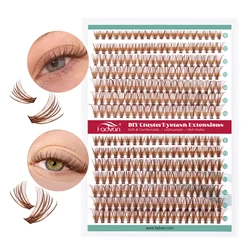 FADVAN Lashes 30D+40D Brown 14 Row Cluster Lashes Upper Lower 0.07 D Mix9-16 Segmented Extens ion DIY False Eyelash