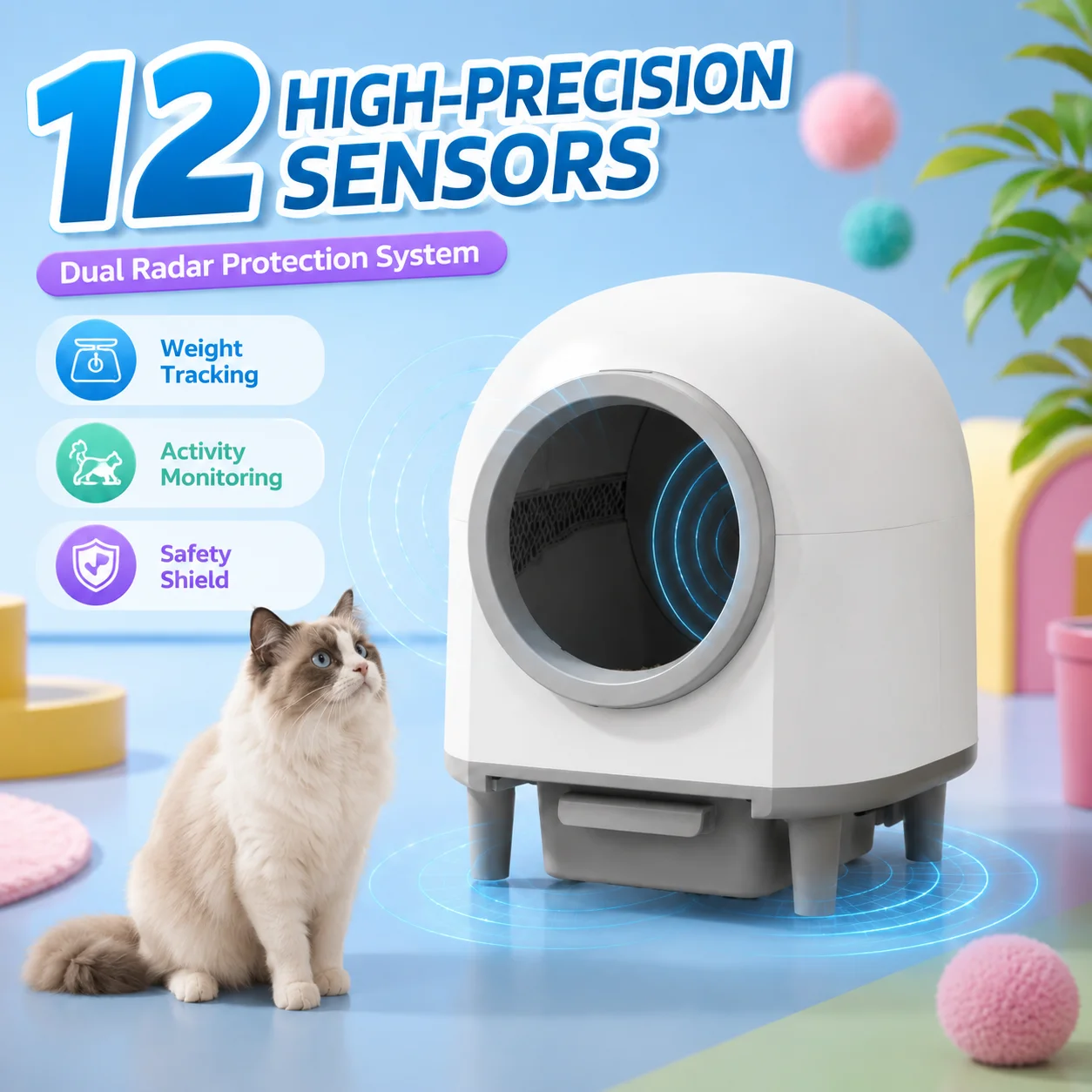 Fully Enclosed Smart Cat Litter Box Automatic Induction Technology Advanced Odor Control Easy Clean Large Capacity