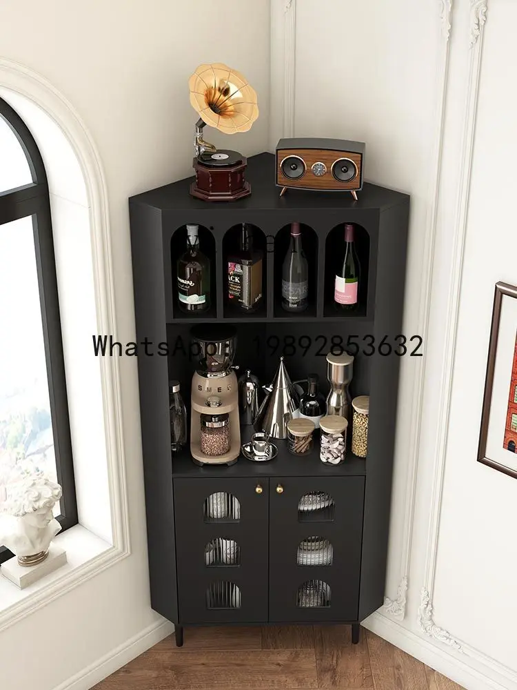 American Retro Living Room Corner Storage Cabinet Triangle Storage Glass Door Curio Cabinet