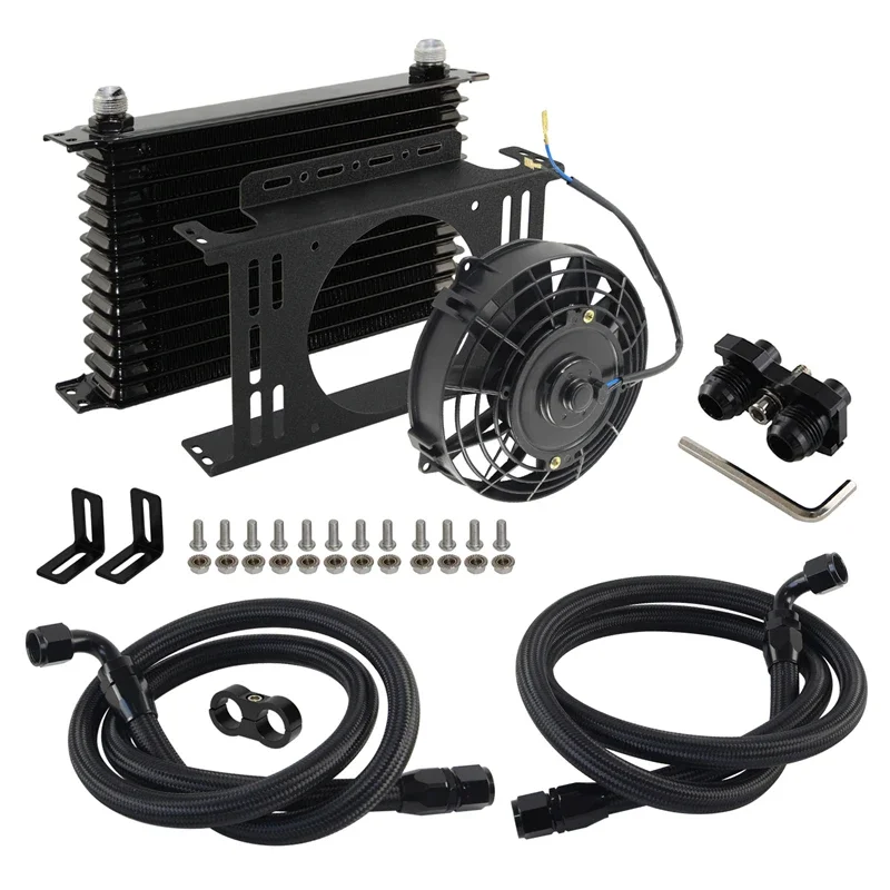 AN10 13 Row Oil Cooler TRUST Style  +7'' Electronic fan Kit For BMW E82 135i;E36 M3-Euro E46 M3 E90 E92 E93 335i xDrive 09-17