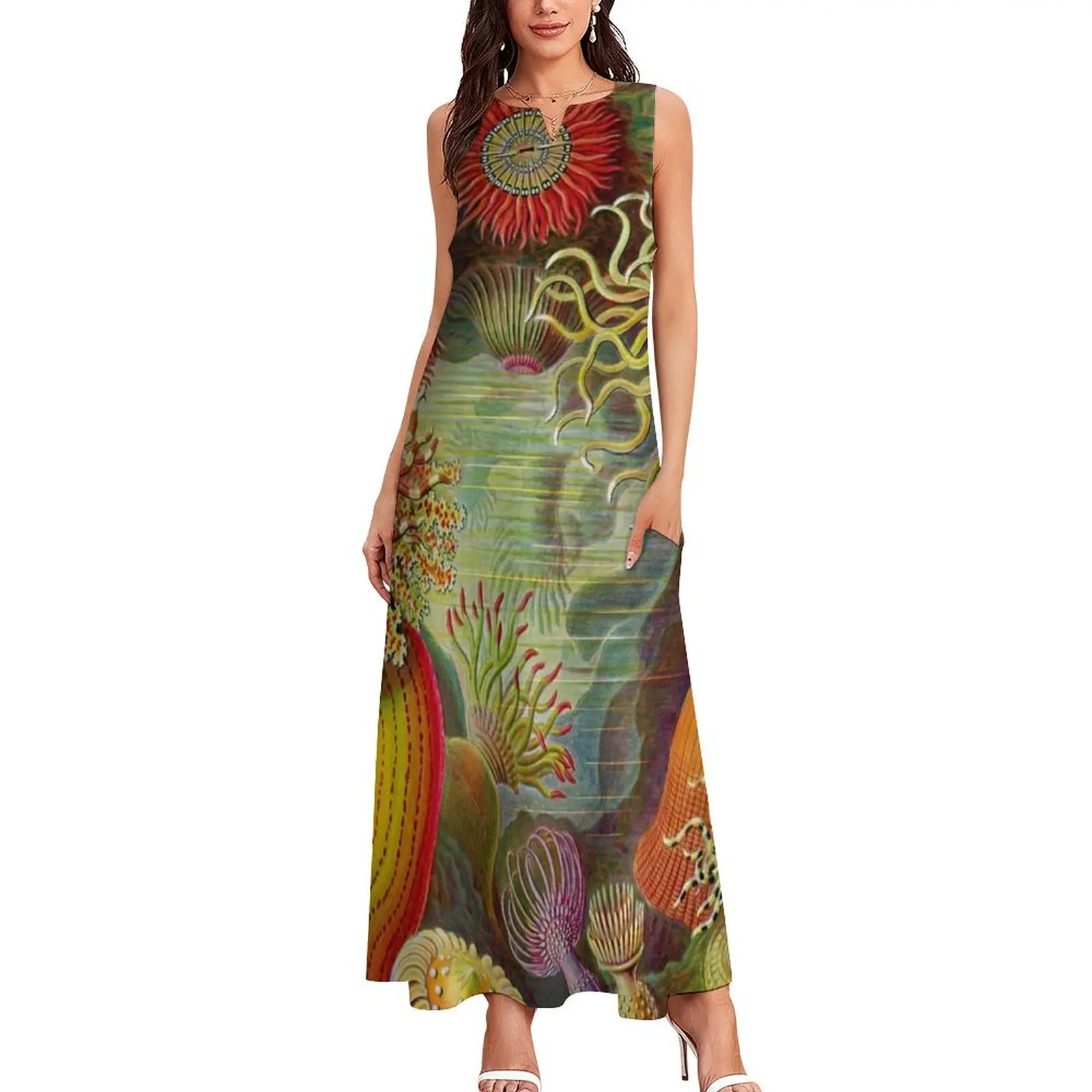 Sea Anemone - Ernst Haeckel Long Dress ชุดราตรี ชุดเดรสฤดูร้อน ชุดสตรี 2025 ชุดเดรส