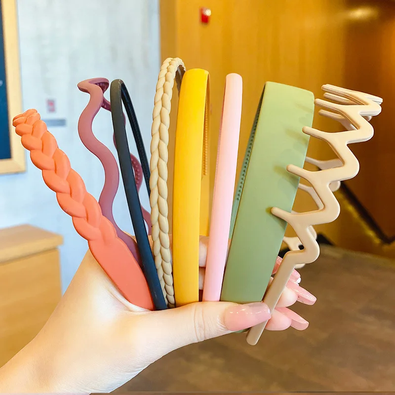 8PCS Set Fashion Hair Bands for Women Men Colorful Non-slip Headband Wave Resin Simple Hairband Girl Hair Accessories Headwear