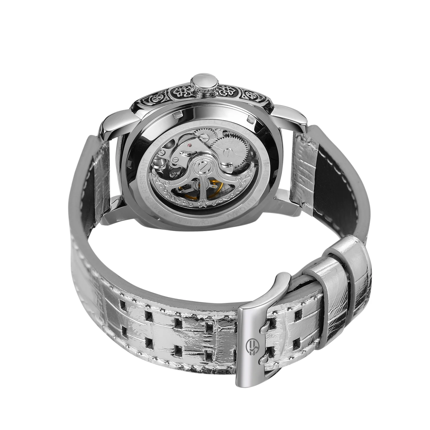 Fashion Forsining Top Brand Mechanical Male Square Engraved Vintage Dragon Leather Strap Luminous Hands Men Hotsale Wrist Watch