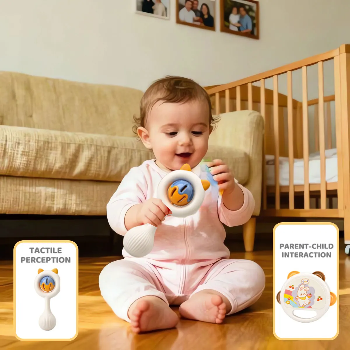 Bebê maracas/sonho de instrumento de pandeiro com som nítido brinquedo educativo precoce para crianças 18 meses + presente