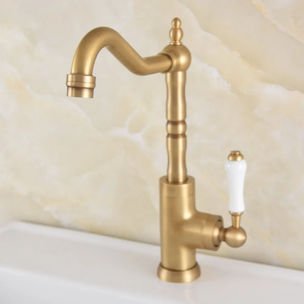 

Antique Brass Basin Faucet Sink Faucet Cold And Hot Bathroom Mixer Taps 360 Degree Rotation Pipe Kitchen Sink Mixer Nnf728