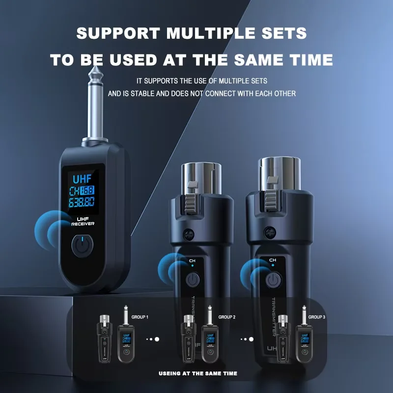 KEBIDUMEI Bezprzewodowy mikrofon UHF XLR Nadajnik Odbiornik System Przewodowy na Bezprzewodowy do Miksera Audio Mikrofonu Dynamicznego Gitary Elektrycznej — zdjęcie produktu 5