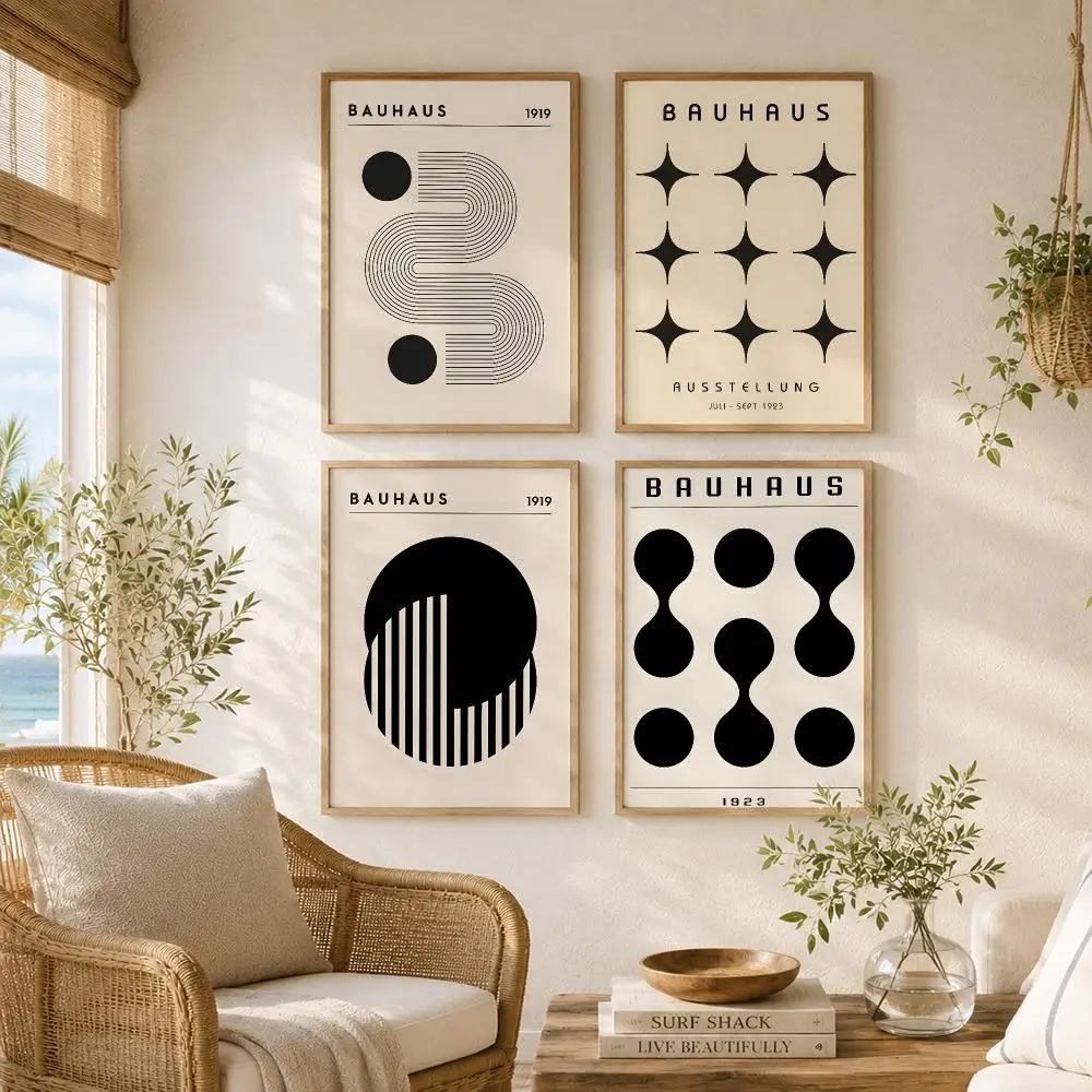 Popular Pretty B-bauhaus Line Art Poster High-Quality Canvas Wall Mural Crease-Free For Living Room Bedroom Interiors