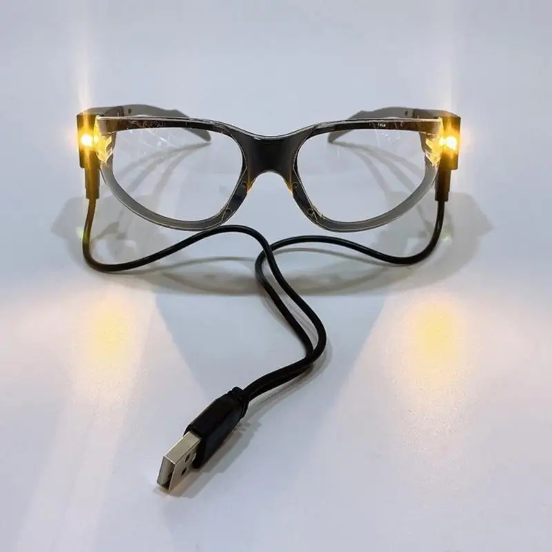 

LED Rechargeable Safety Glasses with double Beam Lights Comfortable Nose Pad USB Charging Lens 100mAh Battery Capacity