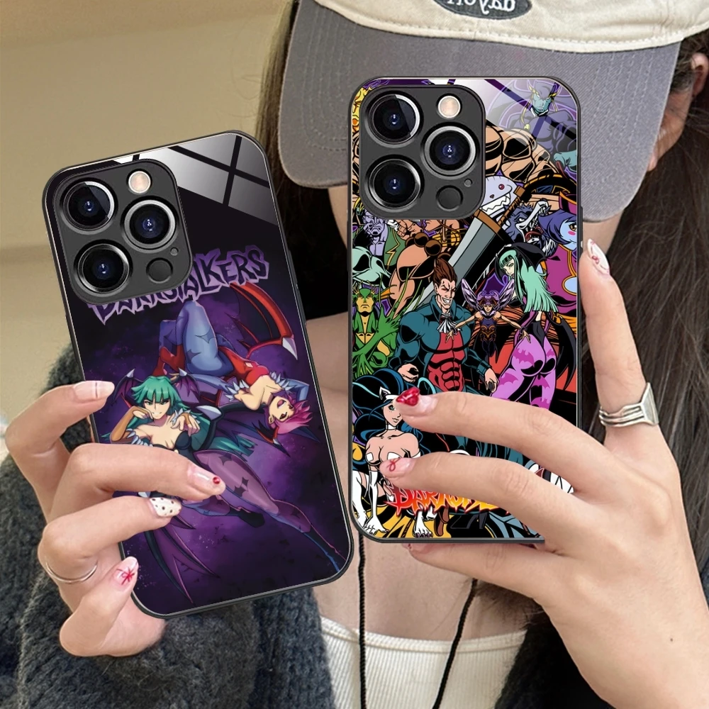 Darkstalkers Morrigan Mobile Cell Phone Case for iPhone 16 15 14 13 12 11 X XR XS 8 Pro Max Plus Mini PC Glass Phone Cover Shell