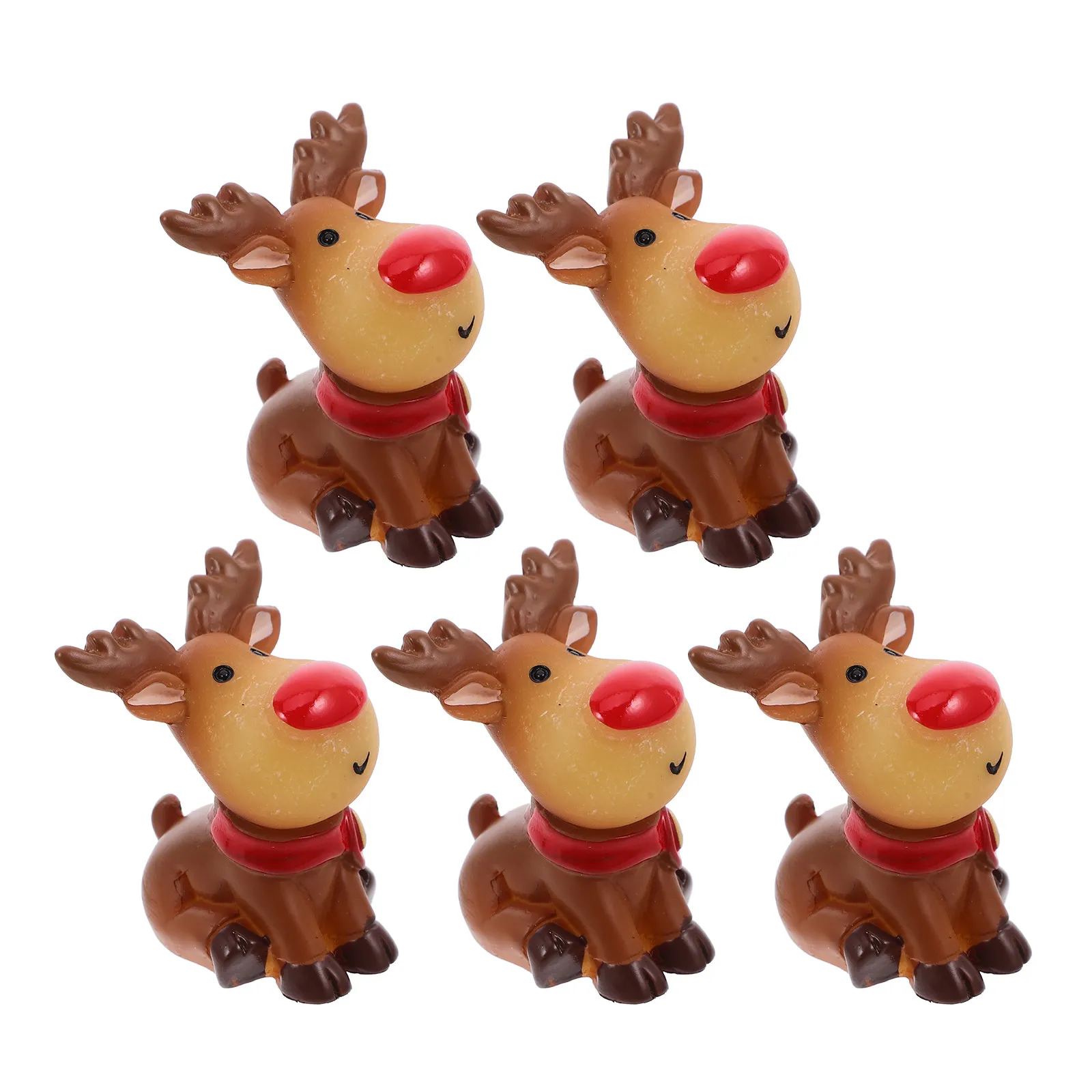 5Pcs Elk Shaped Resin Christmas Decoration Mini Deer Ornament for Desktop Shelf Living Room Bedroom Festive Home Decor Xmas
