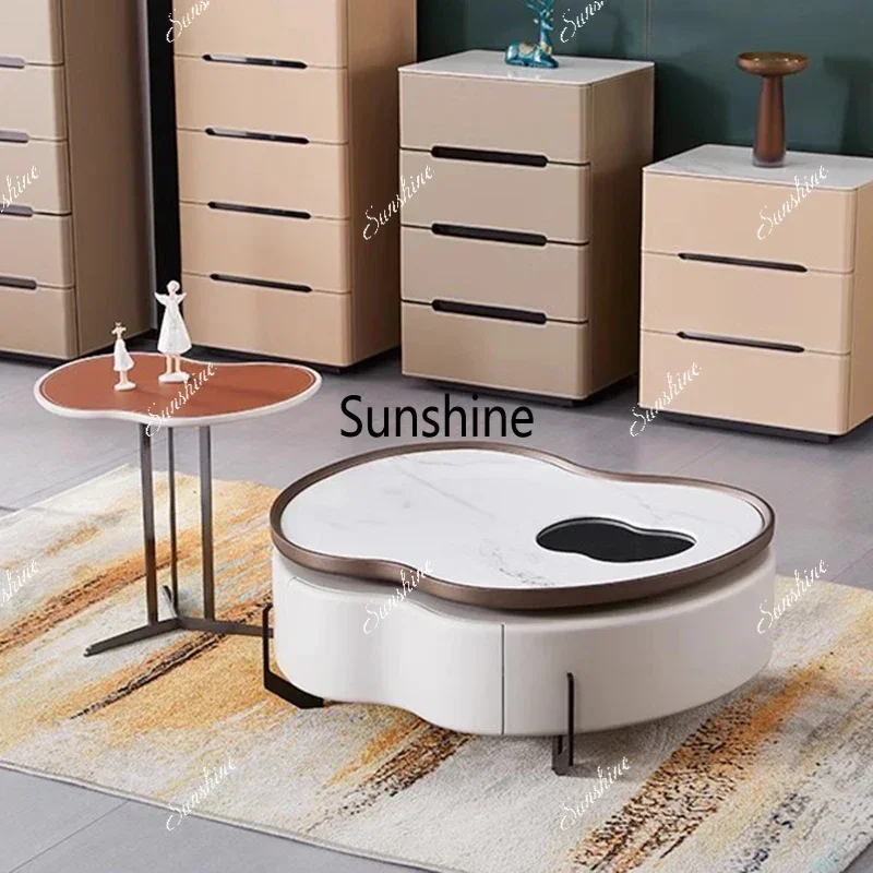 

Unique Clear Storage Coffee Table Cute Waterproof Minimalist White Side Table Nordic Balcony Modern Mesa Centro Salon Furniture