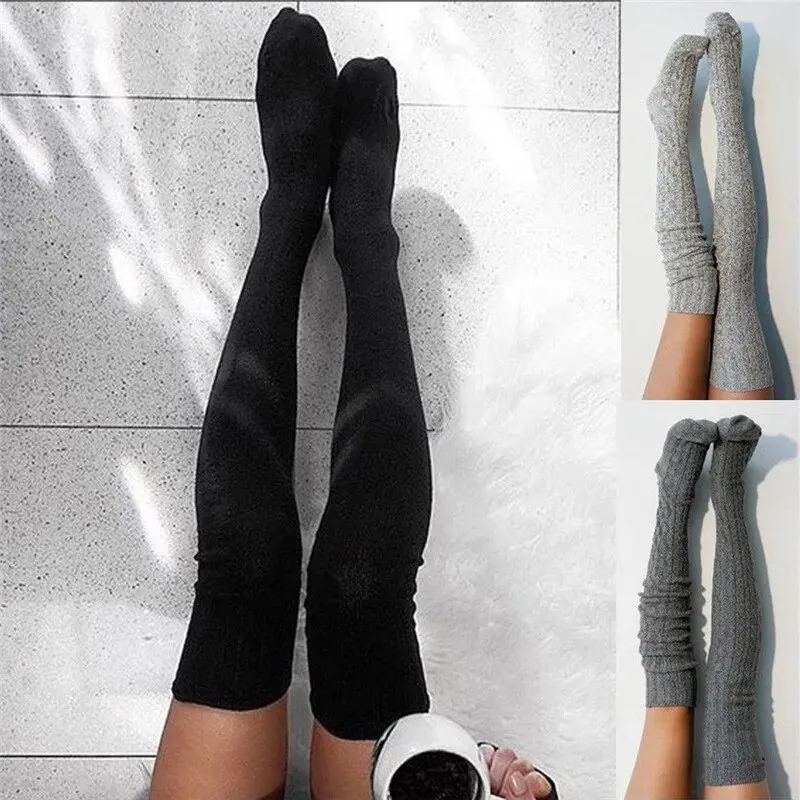 1 Pair Warm and Stylish Over the Knee Knit Socks for Women - Preppy Thermal Winter High Stocks with Thickened Material image 2