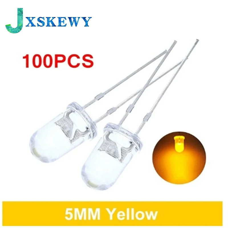 100Pcs High Quality Transparent Round 5mm Super Bright Water Clear Green Red White Yellow Blue Light LED Bulbs Emitting Diode