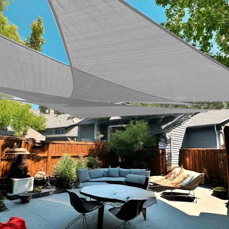 Gray 10X10X10FT Triangle Sun Shade Sail, Shade Cloth Triangle,HDPE Material Durable & Fade-Resistant – Easy Installation