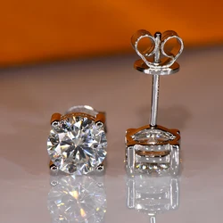 IOGOU 3mm/4mm/5mm/6.5mm/8mm/9mm/10mm/11mm D VVS1 Moissanite Stud Earrings 925 Silver Four Claw Earrings For Women Fine Jewelry