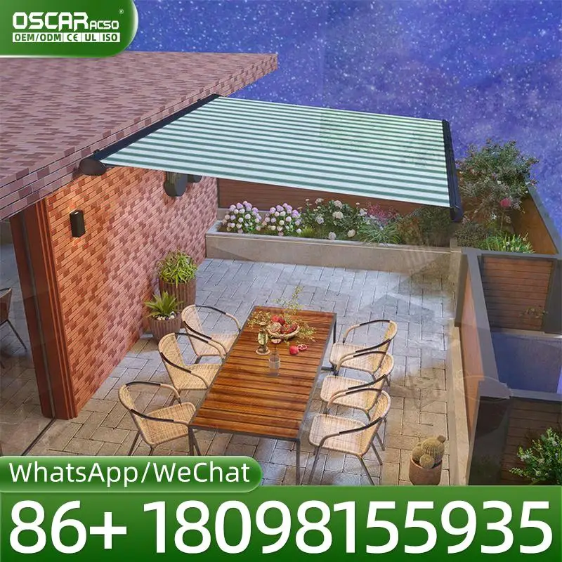 Automatic Retractable Aluminum Awning 7x4m/6x4m Waterproof Sunshade for Shop Electric/Manual UV Protection Retractable Awning
