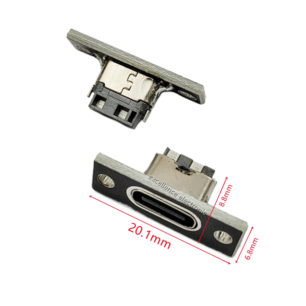 1-10pcs USB 3.1 Type C Socket With Screw fixing plate Type-C USB Jack 3.1 Type-C 2Pin 4Pin 5Pin 6Pin Female Connector Jack
