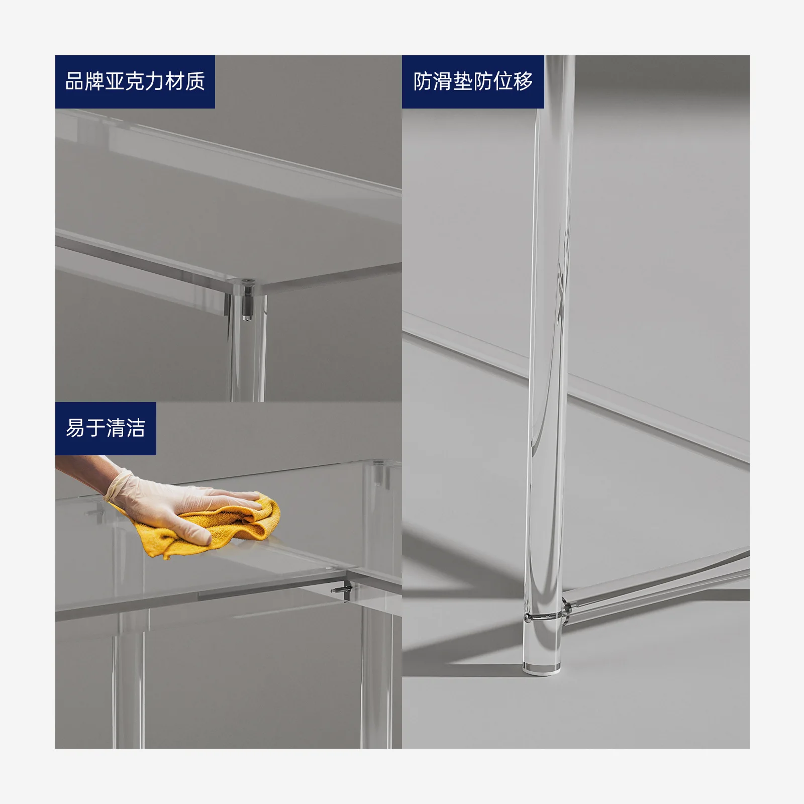 ins wind acrylic table L-shaped long table computer workbench transparent desk living room bedroom floating desk