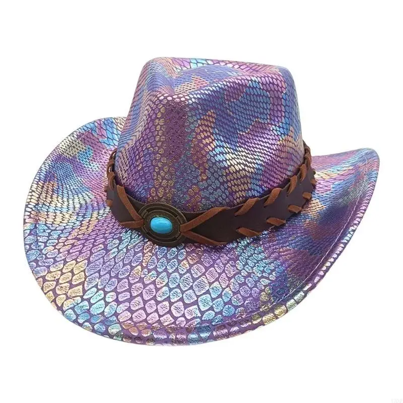 Y3NE Glittering Denims Hat Western Hat Bachelors Party Hat Halloween Women Hat for Unique Styles Statement at Gatherings