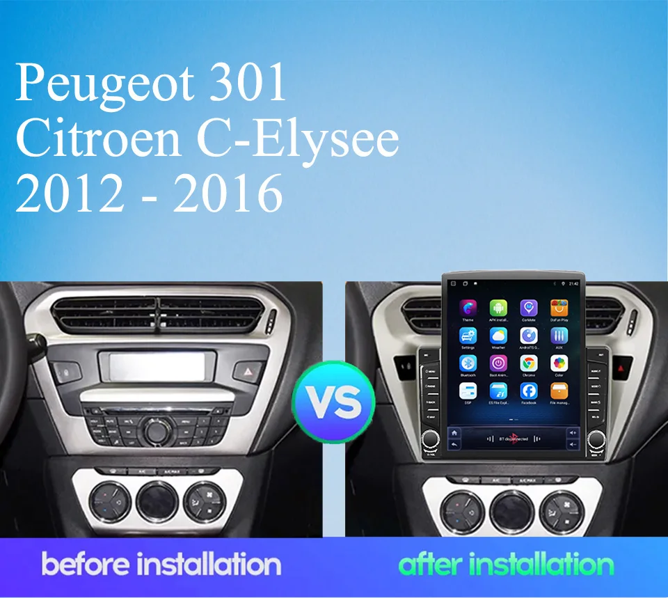 2 Din Car Autoradio Stereo For Peugeot 301 CITROEN C-Elysee 2012 - 2016 8Core Android 14 Car DVD GPS Navigation Monitor Carplay