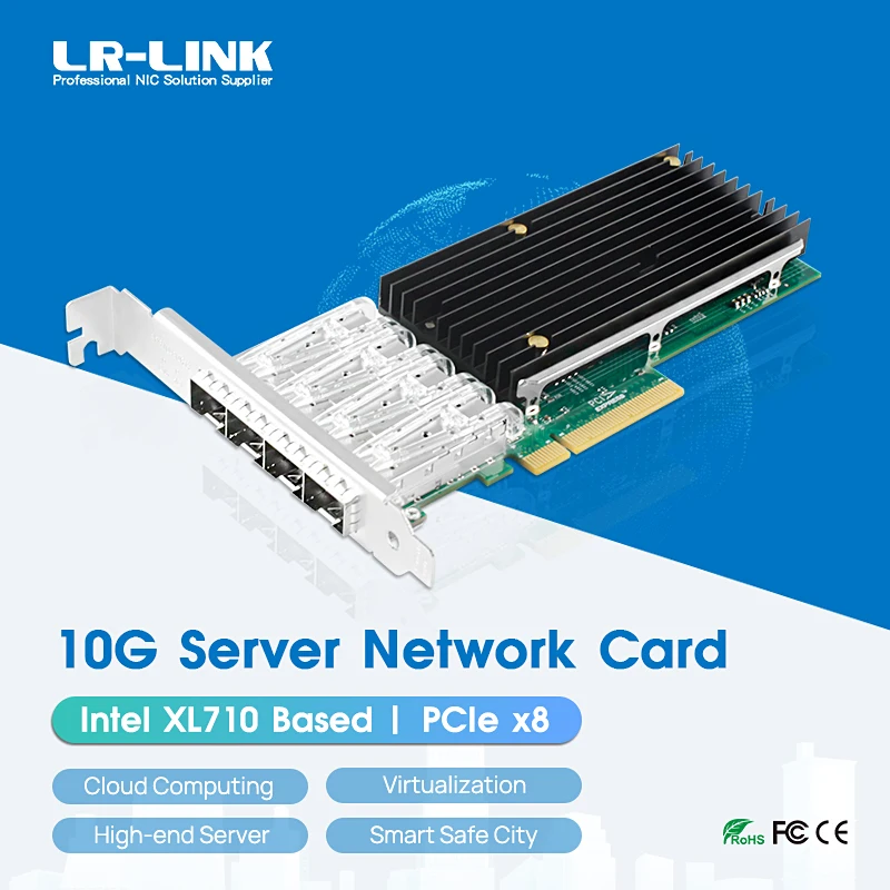 LREC9804BF-4SFP+ Kartu Jaringan Quad-port PCIe 10Gb NIC PCI Express x8 Adaptor Server 10 Gigabit Berbasis Intel XL710