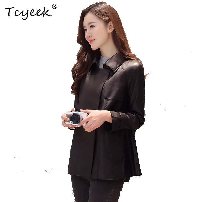 

Tcyeek Real Leather Jacket Women Spring Autumn Clothes Genuine Sheepskin Coat Casual Womens Coats Fashion 2026 Jaqueta De Couro