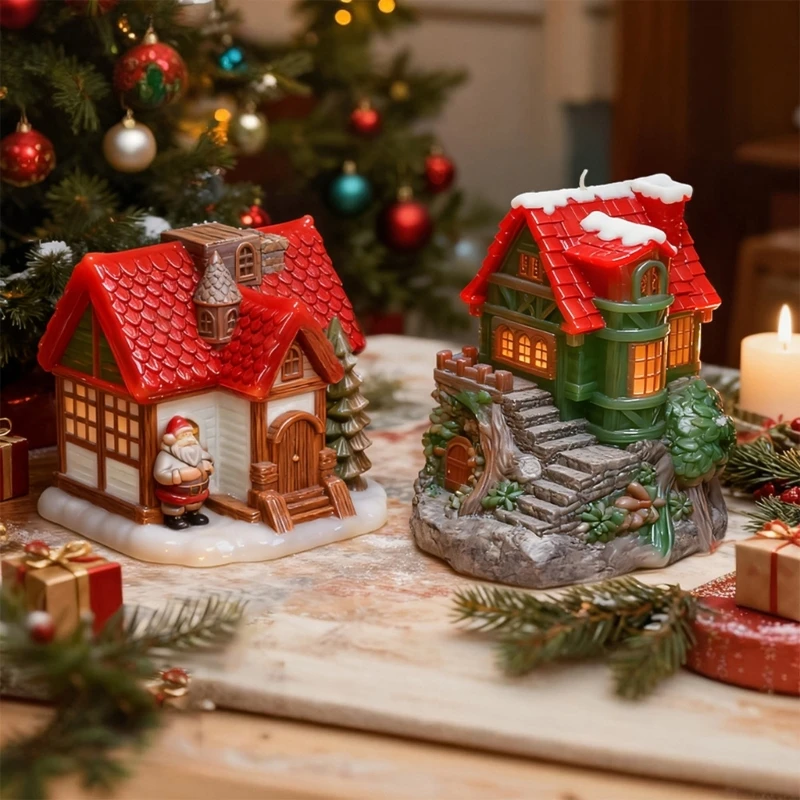 J78F Lễ hội Cottage Khuôn silicon cho nến thơm thủ công và nghệ thuật nhựa