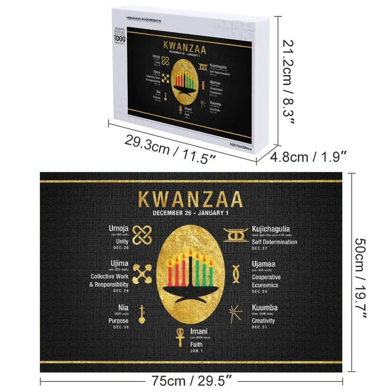 หลักการควานซ่า (นกูโซ ซาบา) เกมปริศนาจิ๊กซอว์สีดำและสีทอง ปริศนาภาพสำหรับเด็ก