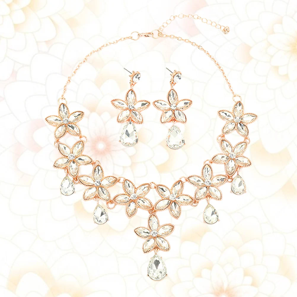 

1 set Pentagram Pendant Necklace Earring Set Women Jewelry Crystal Glass Zinc Alloy Gift for Wedding Party Birthday Festival