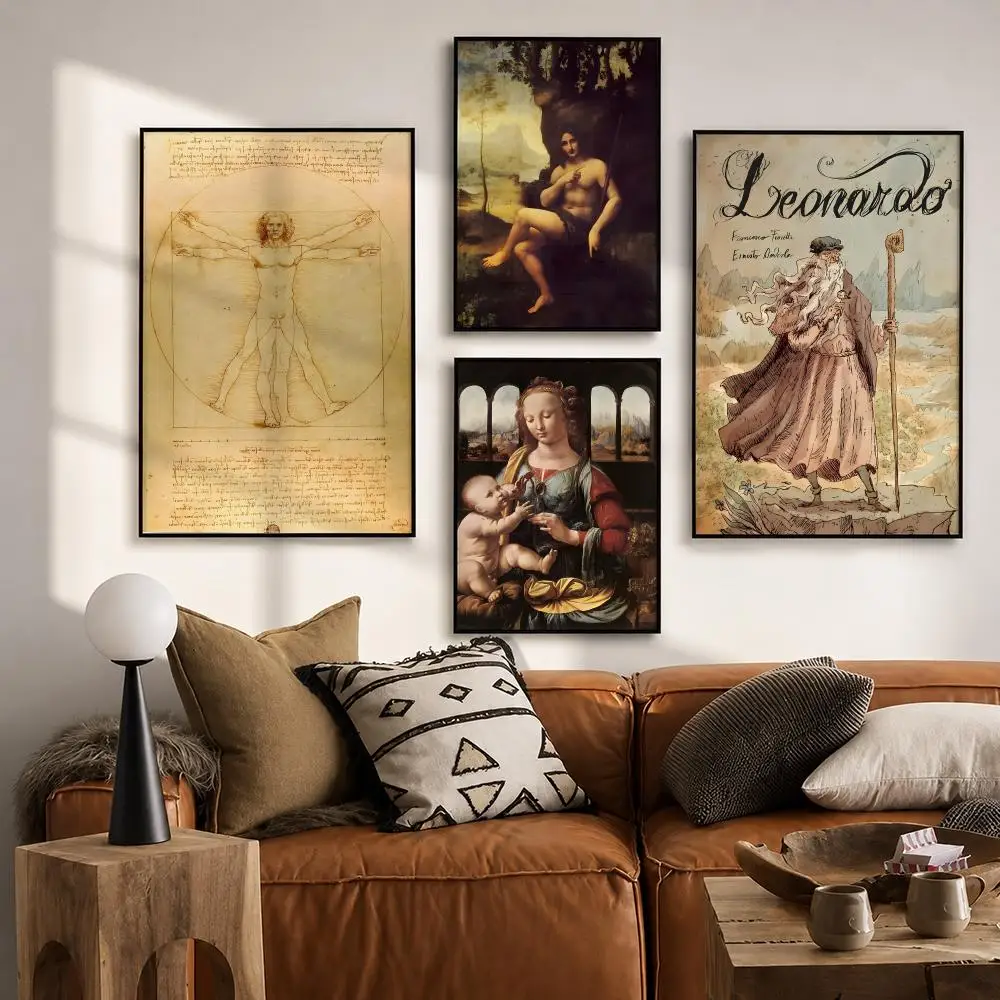 Artist Leonardo da Vinci Poster HD poster wall art self-stick no-residue for home cafe office great gift