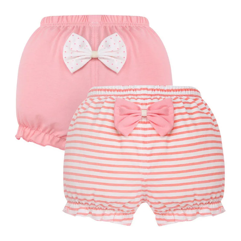 2 Piece/Lot 100% Cotton Baby Girl Shorts Kids Infant Fashion Stripe Bow Panties For 6-24 Months Children High-Quality Underpants