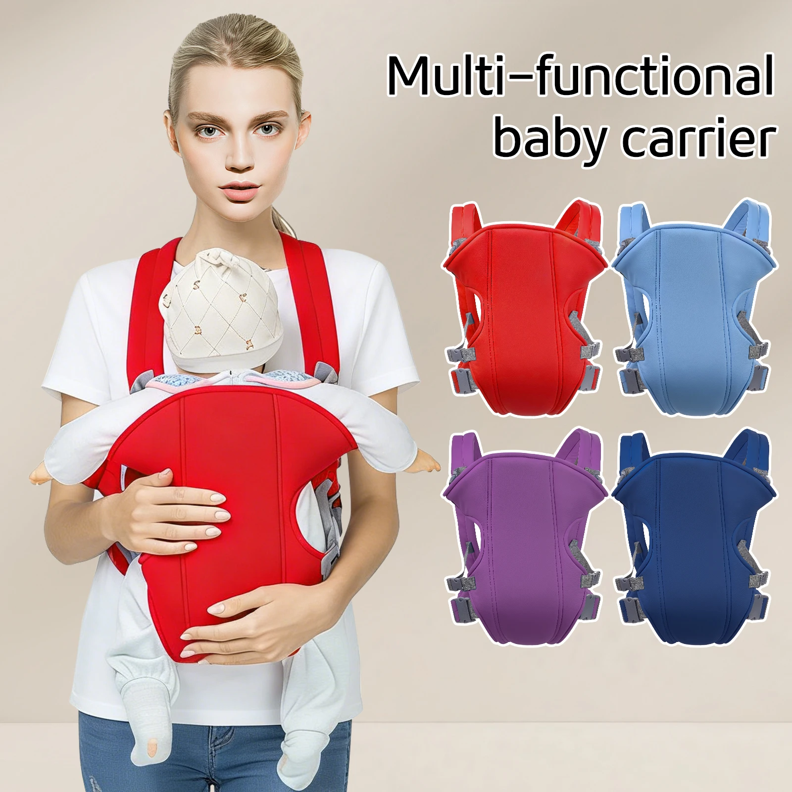 

1-Piece Set, 3-in-1 Simple Baby Carrier with Waist Stool, Multifunctional for All Seasons, Adjustable Elastic Thickened Cushion, Soft and Breathable Polyester Fabric, Reduces the Strain on Parents' Lumbar Spine