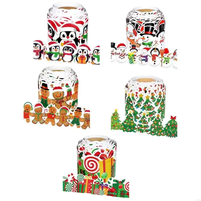 

Новинка 2025 года, сезонная бумажная рождественская граница, легкая наклейка для кожи, школьный офис, колода