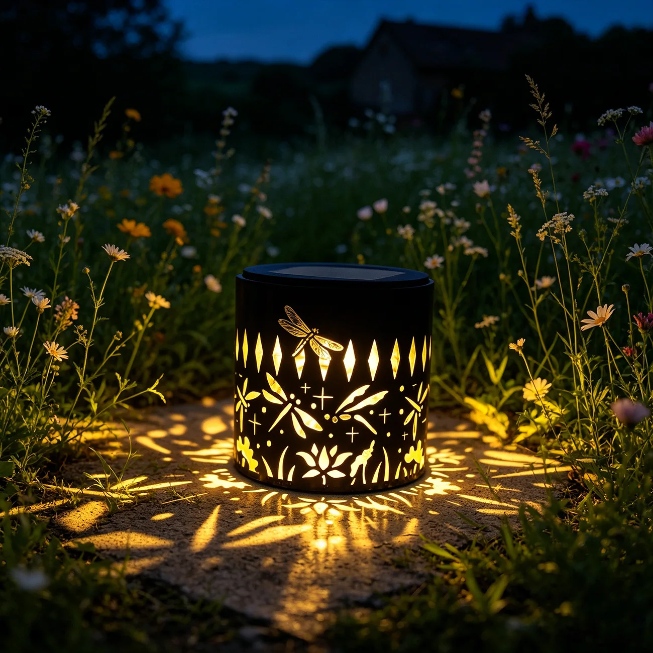 Wrought iron solar outdoor wall lamp Hummingbird butterfly hollow projection lamp Garden garden decoration Mandala lamp