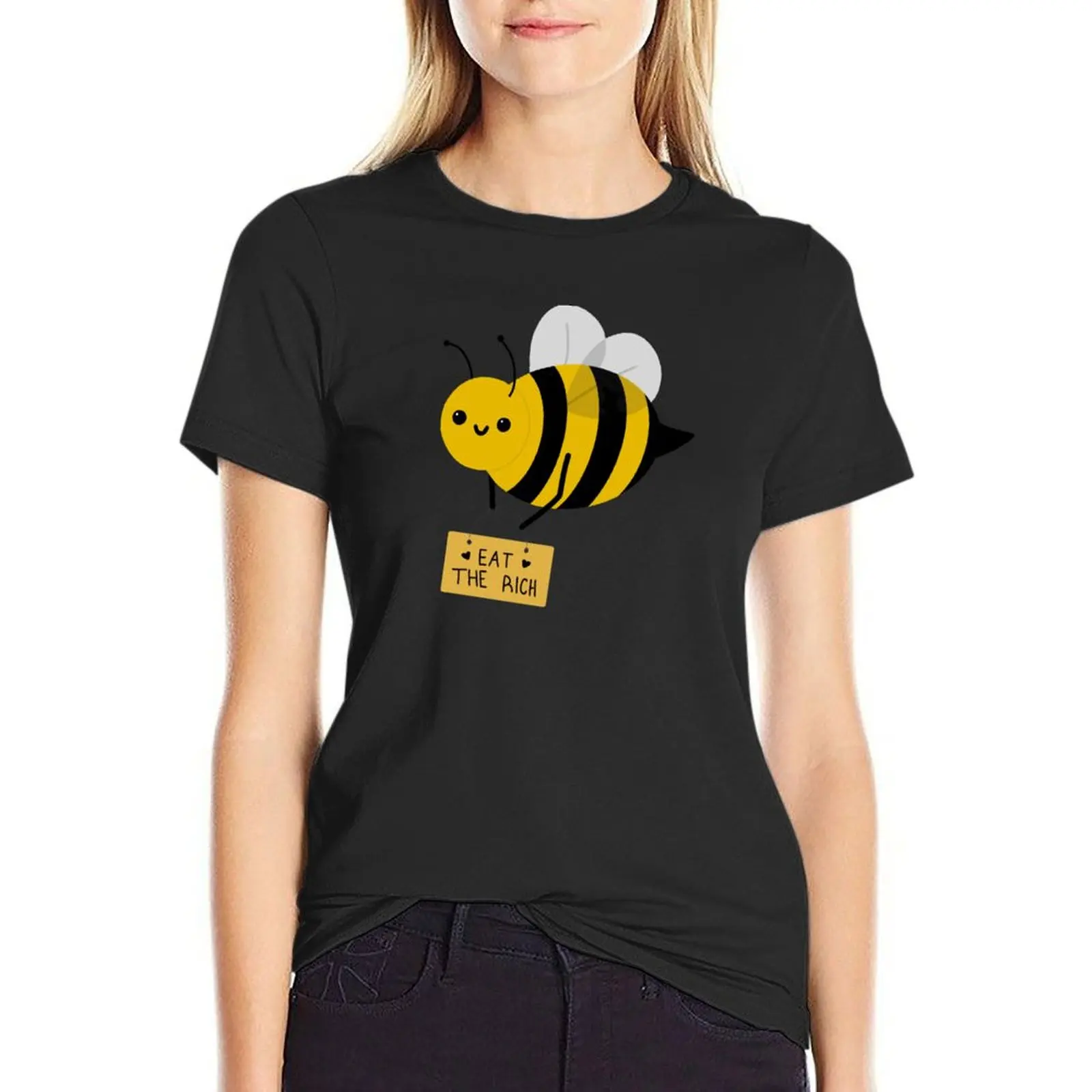 

mx. bee says eat the rich! T-Shirt animal print heavyweights summer tops t shirts for Women graphic