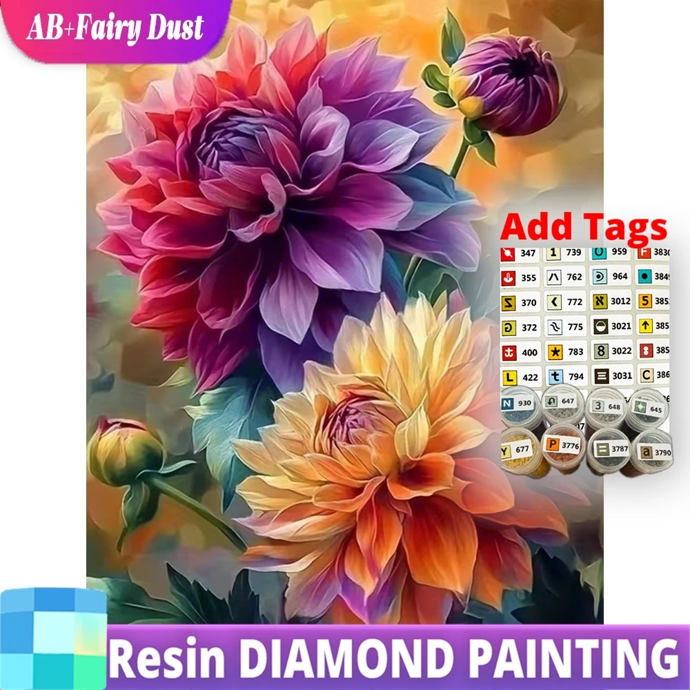 

Набор для вышивания алмазной мозаикой AB Fairy Dust Resin 5D DIY: Алмазная вышивка цветов, полная квадратная/круглая алмазная мозаика, набор для рукоделия, новинка для детей
