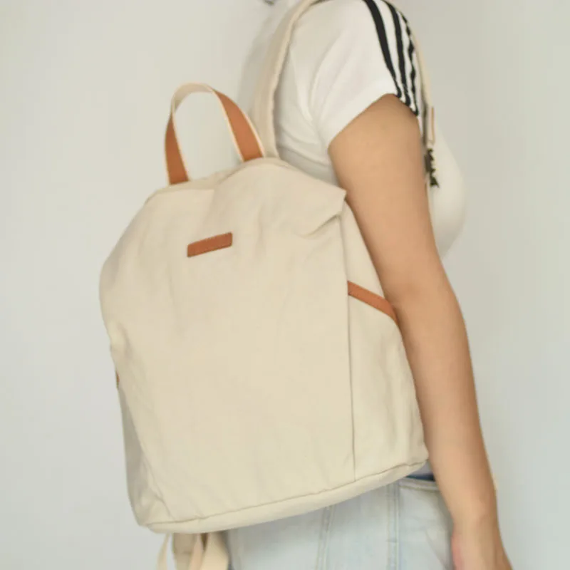 AETOO Original new men's and women's suitable backpacks, canvas and leather backpacks, casual solid color travel bags and school