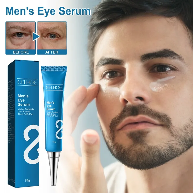 Suero de ojos para hombres, 15g, desvanece las líneas finas, bolsas para los ojos, ojeras, reafirmante, hidratante, suero diario para los ojos, cuidado del masaje de la piel para los ojos de belleza