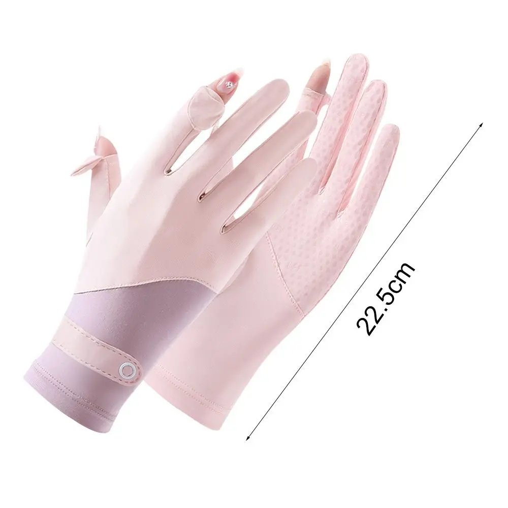 Summer Ice Silk Sunscreen Gloves Women Touch Screen Gloves Anti-UV Breathable Outdoors Riding Driving Gloves