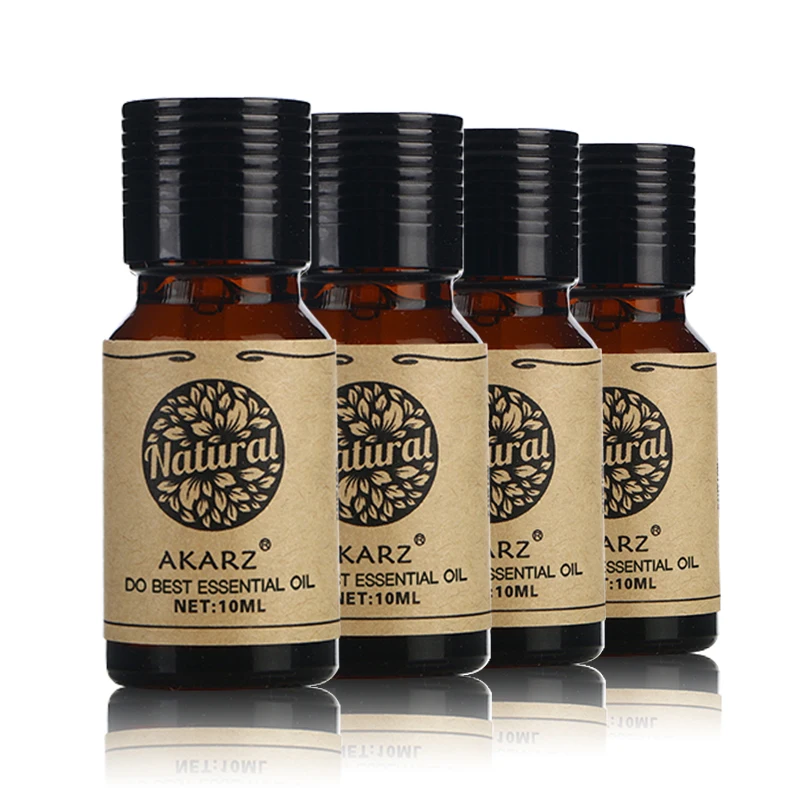 

AKARZ Spa Essential Oil Pack - Unwind and Rejuvenate with the Soothing Scents of Jasmine, Musk, Citronella, Frangipani - 10ml*4