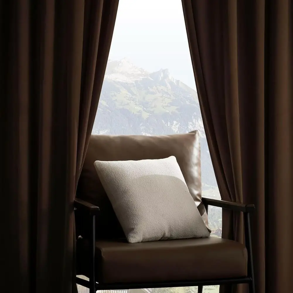 120 ستارة مخملية بنية فاخرة، لوحتين، معزولة حراريًا، تعتيم، ستائر ناعمة لتغميق الغرفة، W52 x L120