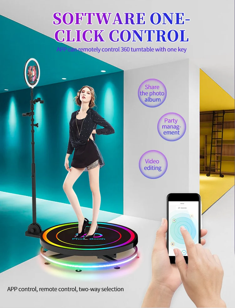 360 Photo Booth automatico rotante Selfie puntelli matrimonio Photobooth funzionamento intelligente 60cm Motion Machine videocamera