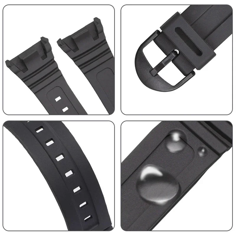 Rubber Bracelet for Casio W-96H Soft Silicone Replacement Strap for W96H PU Plastic Belt Waterproof Sports Wristband Accessories