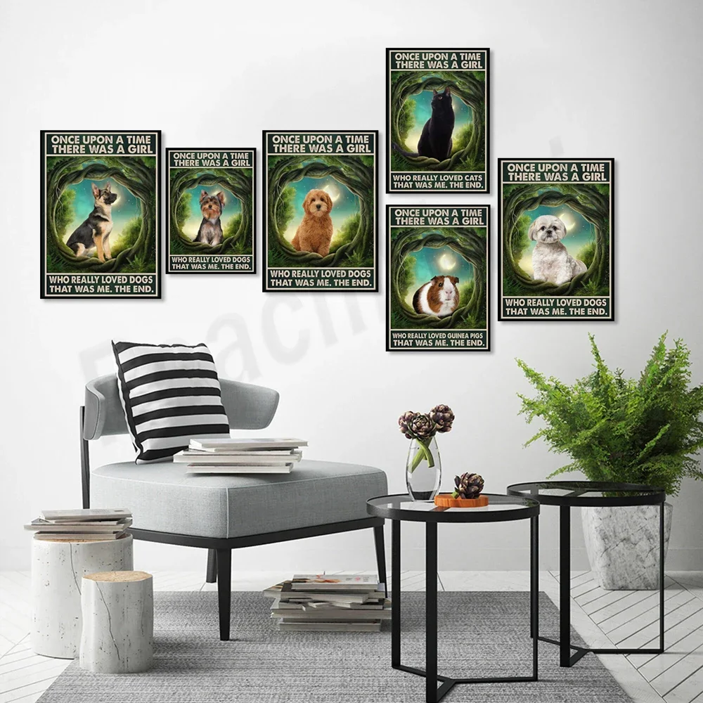 Once upon a time there was a girl, the one who really loved black cats, guinea pigs, yorkshires, shih tzu was me, animal poster