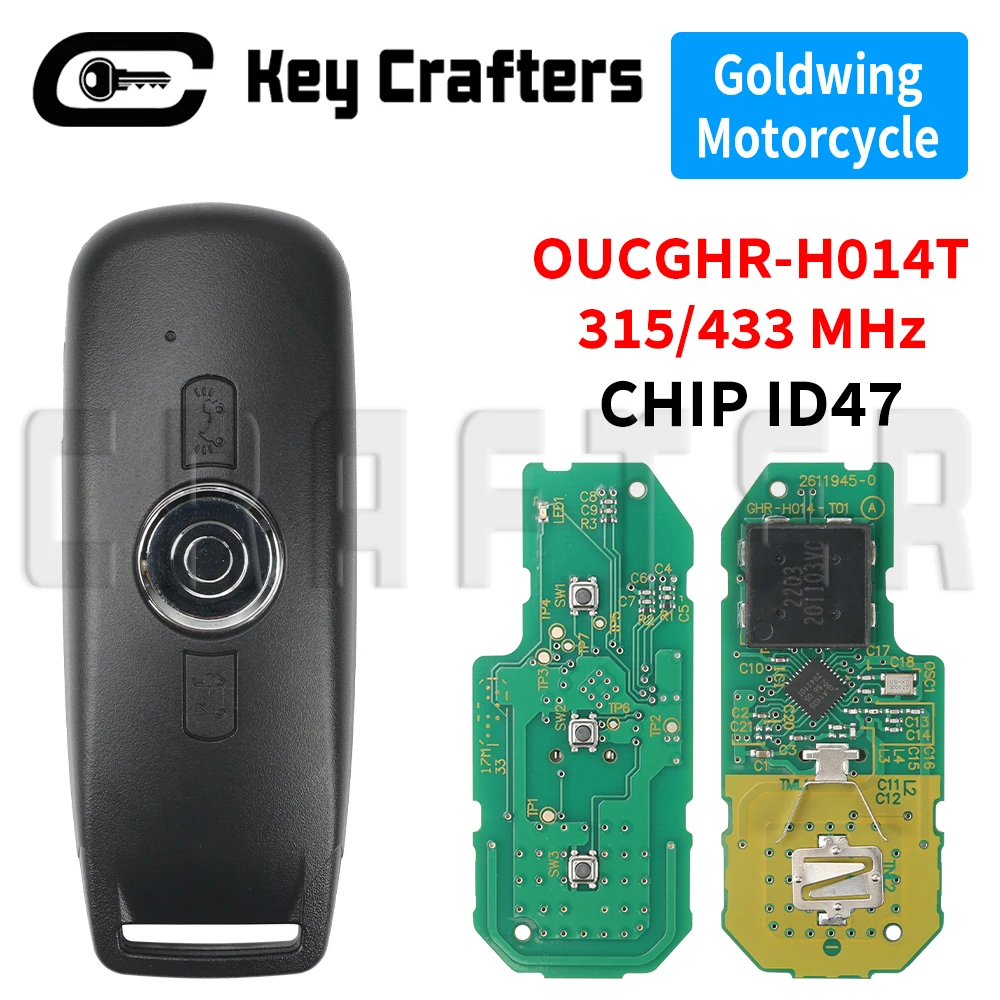 

Key Crafters OUCGHR-H014T Motorcycle Smart Remote Key 315/433 MHz CHIP ID47 For Honda Goldwing GL1800/F6B 2018-2024
