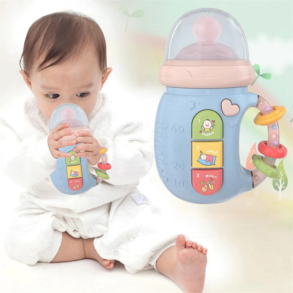 Baby Pacifier Musical Feeding Bottle Baby Rattle Teether Toys for Newborn Grip Training Soothing Music Early Educational Toy